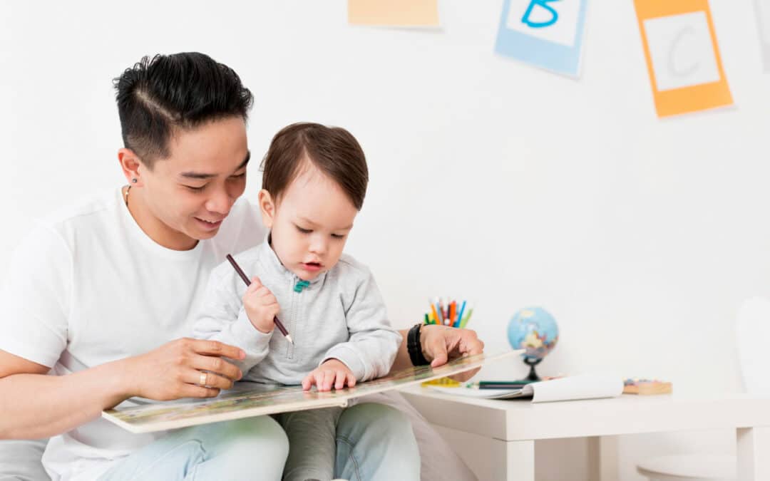 man-drawing-with-child-home